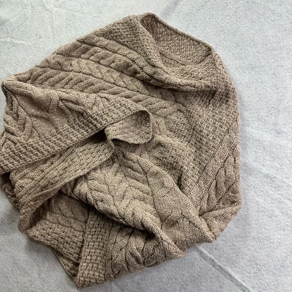 Kilronan Merino Wool V-Neck Poncho Wicker Natural Ireland NOWT Size XS/S